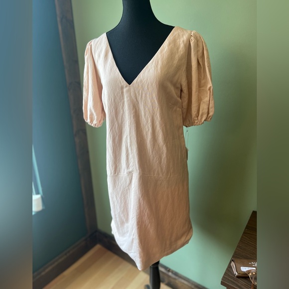 Emerson fry blush linen puff sleeve dress, s-m - Picture 5 of 8